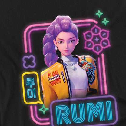 Black - Side - K-Pop Demon Hunters Childrens-Kids Rumi Glowing Lights T-Shirt
