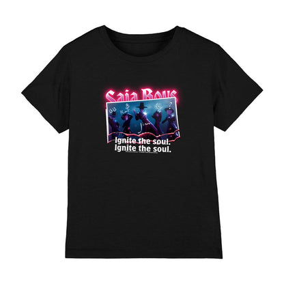 Black - Front - K-Pop Demon Hunters Childrens-Kids Saja Boys Burning Photo T-Shirt