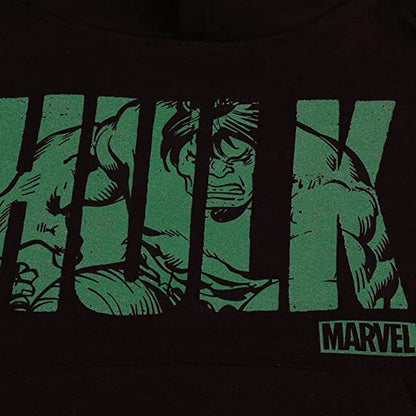 Black-Green - Side - Hulk Boys Text Hoodie