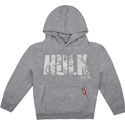 Grey-Green - Front - Hulk Boys Text Hoodie