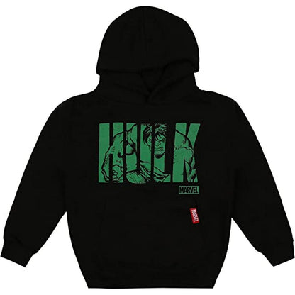 Black-Green - Front - Hulk Boys Text Hoodie