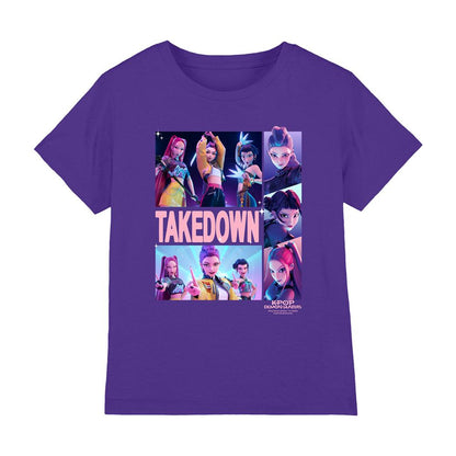 Purple - Front - K-Pop Demon Hunters Childrens-Kids Huntrix Takedown Character Panels T-Shirt