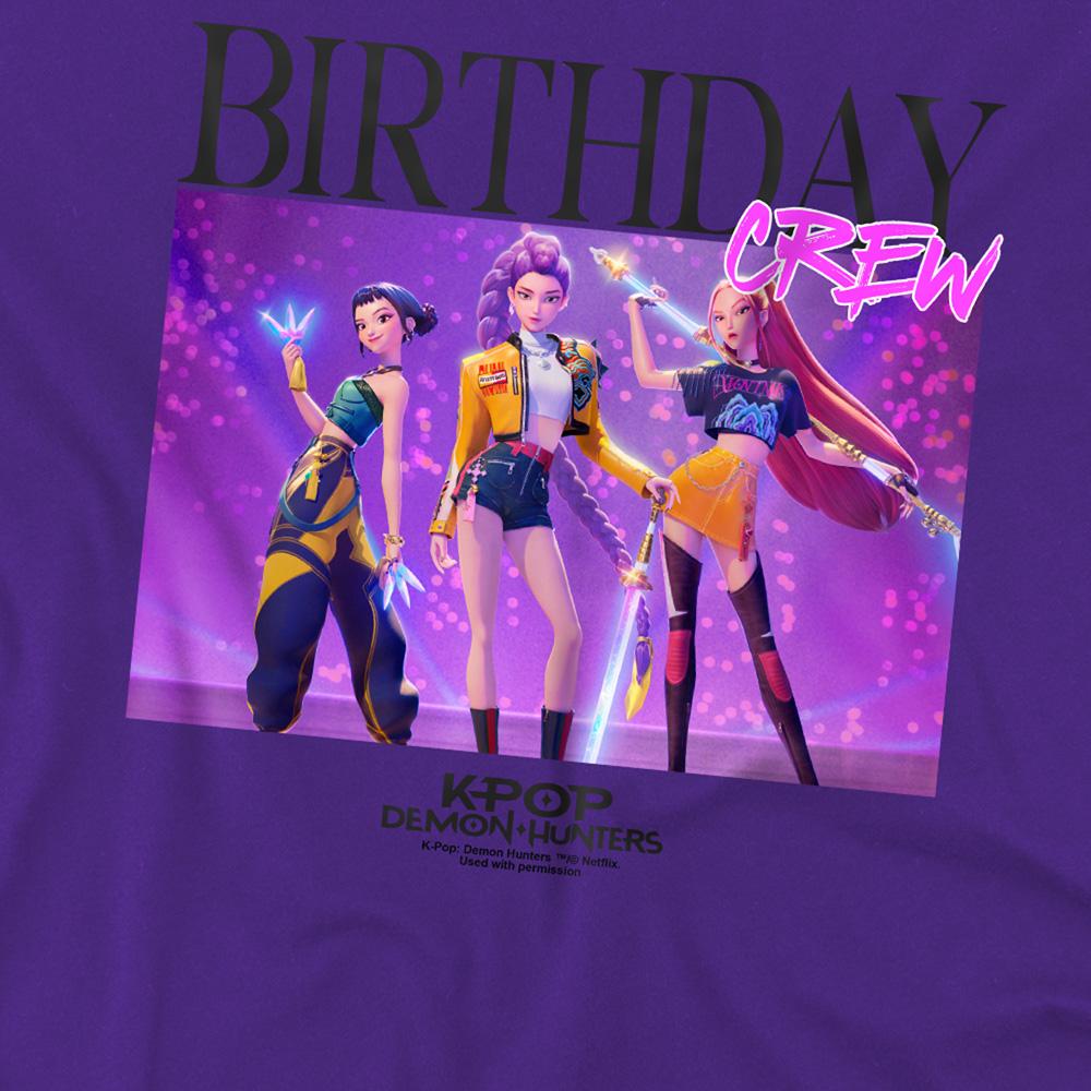 Purple - Side - K-Pop Demon Hunters Childrens-Kids Huntrix Birthday Group T-Shirt