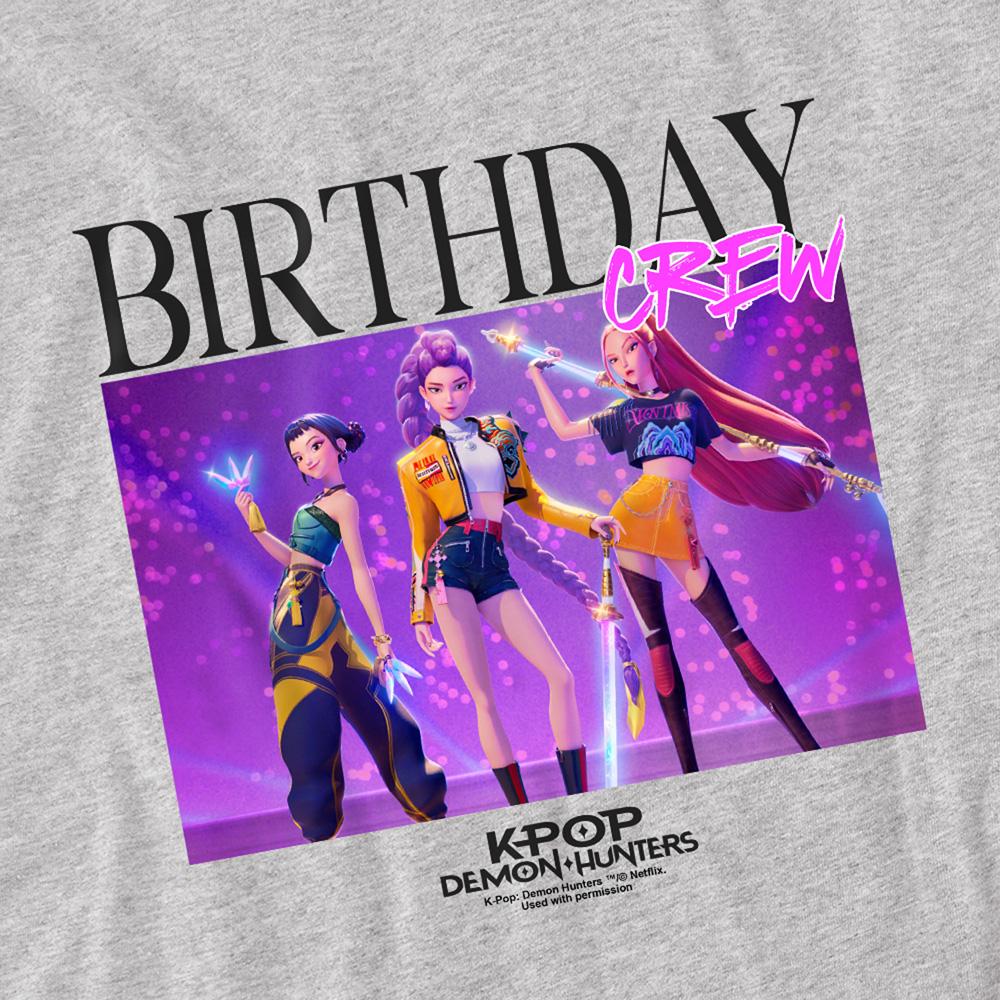 Athletic Heather - Side - K-Pop Demon Hunters Childrens-Kids Huntrix Birthday Group T-Shirt