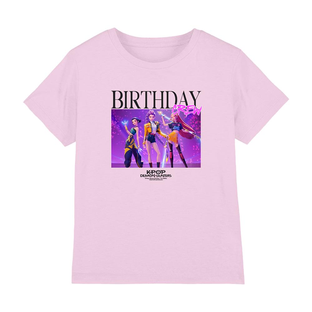 Pink - Front - K-Pop Demon Hunters Childrens-Kids Huntrix Birthday Group T-Shirt