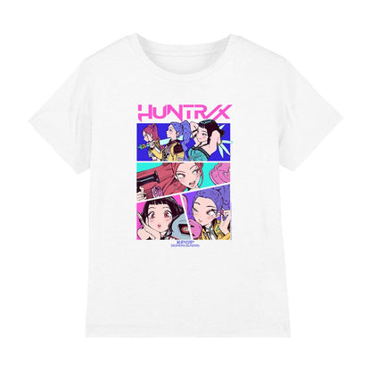 White - Front - K-Pop Demon Hunters Childrens-Kids Huntrix Neon Comic Anime T-Shirt