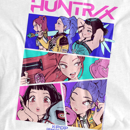 White - Side - K-Pop Demon Hunters Childrens-Kids Huntrix Neon Comic Anime T-Shirt
