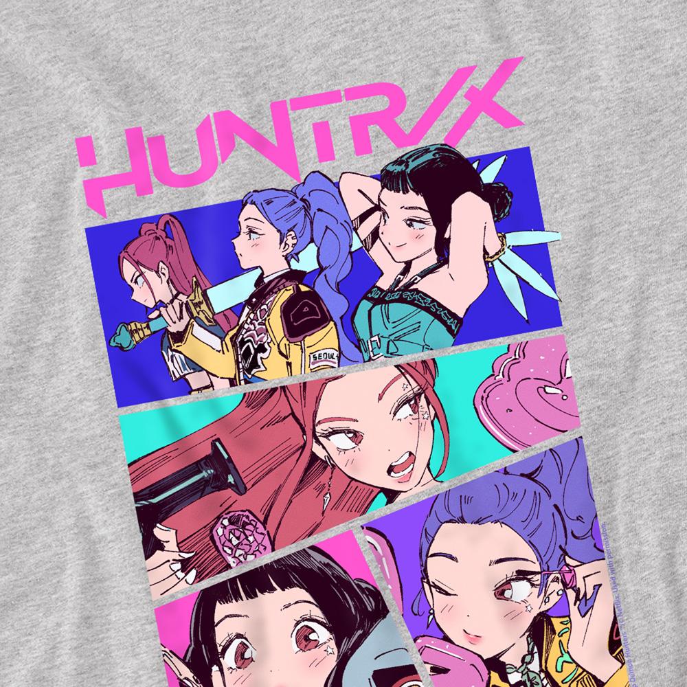 Athletic Heather - Side - K-Pop Demon Hunters Childrens-Kids Huntrix Neon Comic Anime T-Shirt
