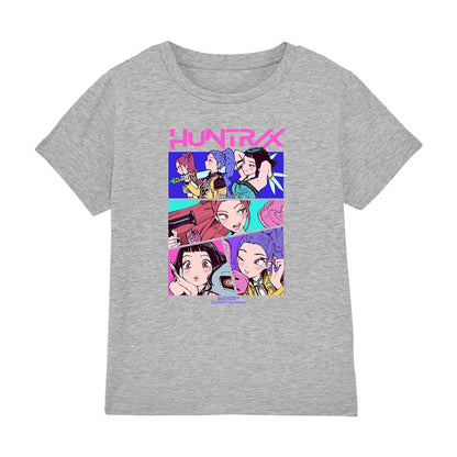 Athletic Heather - Front - K-Pop Demon Hunters Childrens-Kids Huntrix Neon Comic Anime T-Shirt