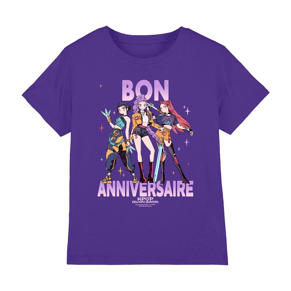 Purple - Front - K-Pop Demon Hunters Childrens-Kids Gradient Happy Birthday T-Shirt