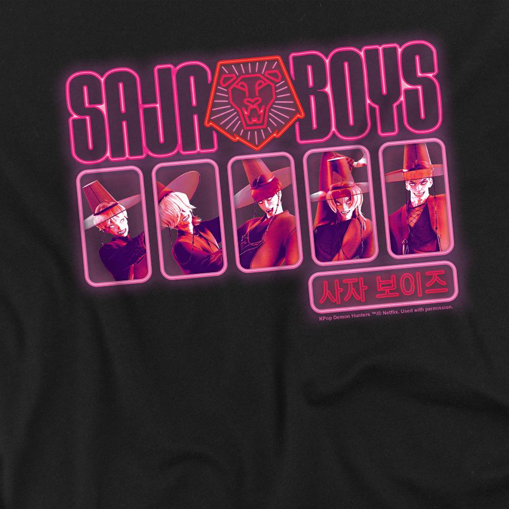 Black - Side - K-Pop Demon Hunters Childrens-Kids Saja Boys Glowing Lights T-Shirt