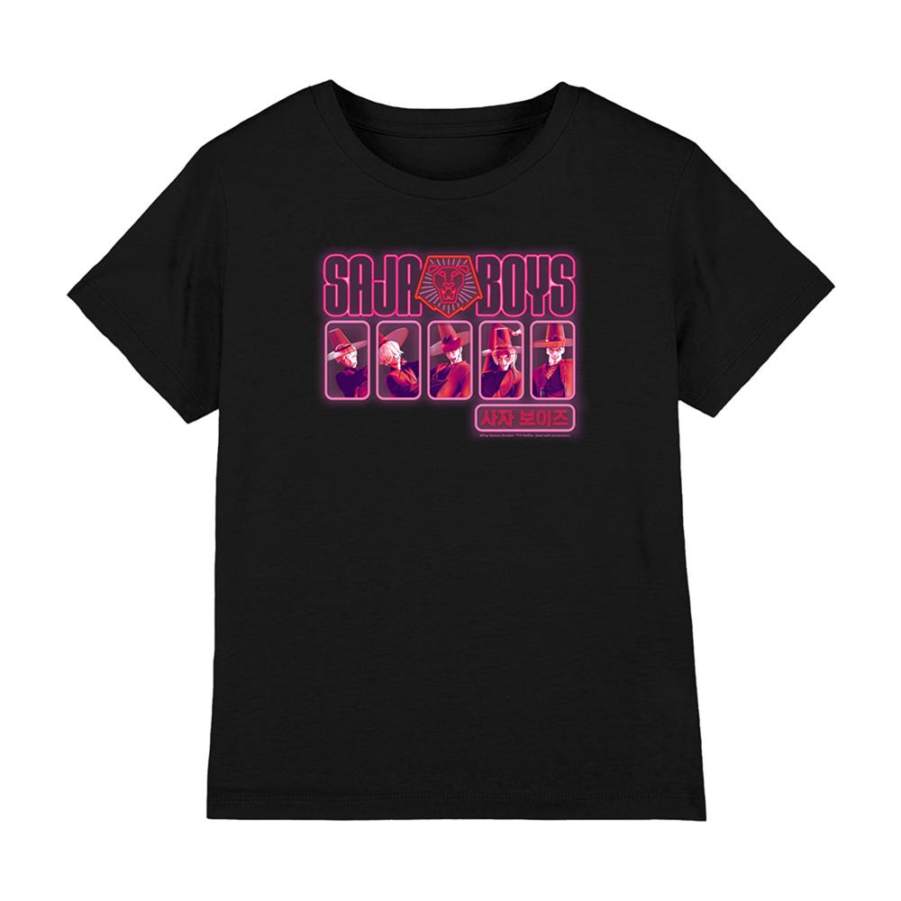 Black - Front - K-Pop Demon Hunters Childrens-Kids Saja Boys Glowing Lights T-Shirt