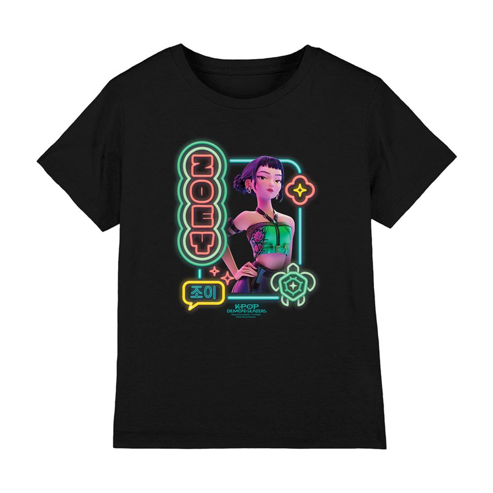 Black - Front - K-Pop Demon Hunters Childrens-Kids Zoey Glowing Lights T-Shirt