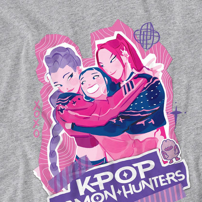 Athletic Heather - Side - K-Pop Demon Hunters Womens-Ladies Huntrix Scrapbook Group Fitted T-Shirt