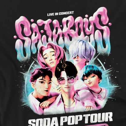 Black - Side - K-Pop Demon Hunters Womens-Ladies Soda Pop Tour Saja Boys Bubbles Fitted T-Shirt