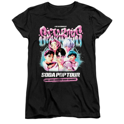 Black - Front - K-Pop Demon Hunters Womens-Ladies Soda Pop Tour Saja Boys Bubbles Fitted T-Shirt