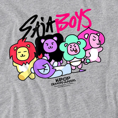Athletic Heather - Side - K-Pop Demon Hunters Womens-Ladies Saja Boys Lion Mascots Fitted T-Shirt