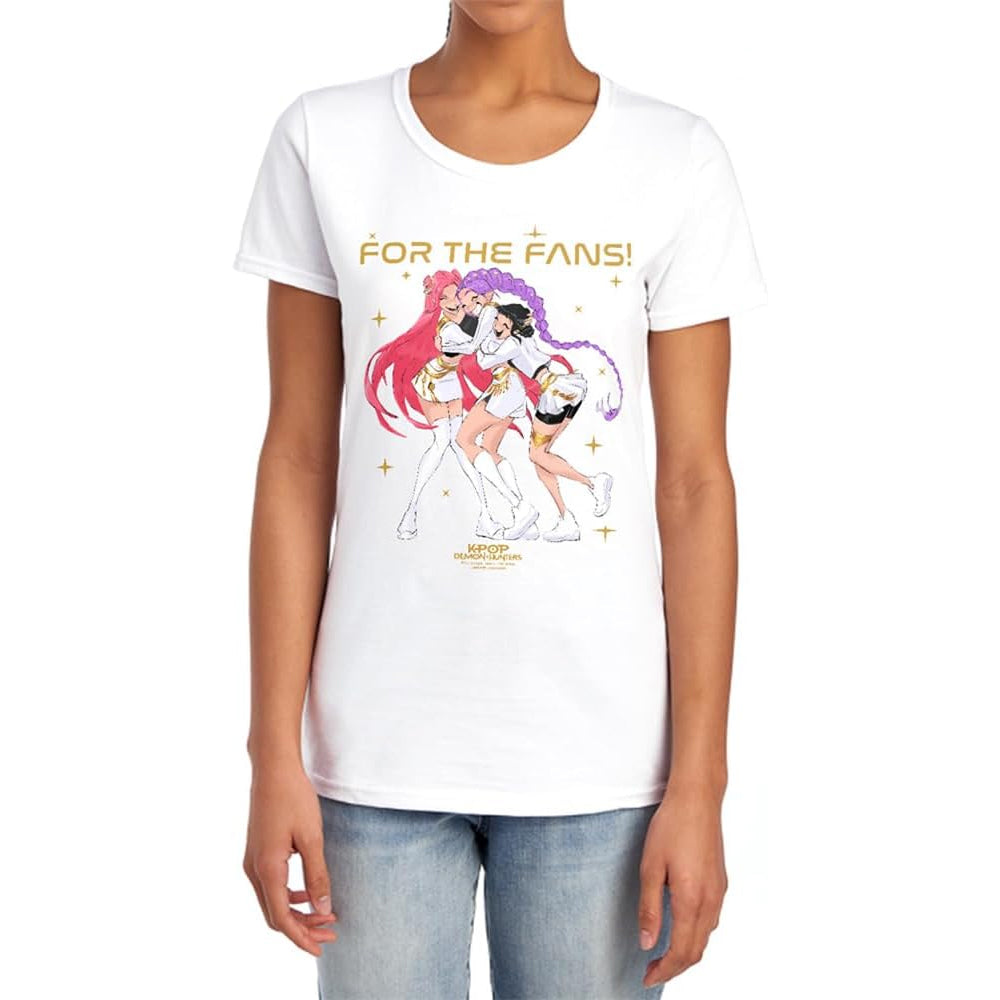 White - Pack Shot - K-Pop Demon Hunters Womens-Ladies Golden Huntr-X Group Fitted T-Shirt