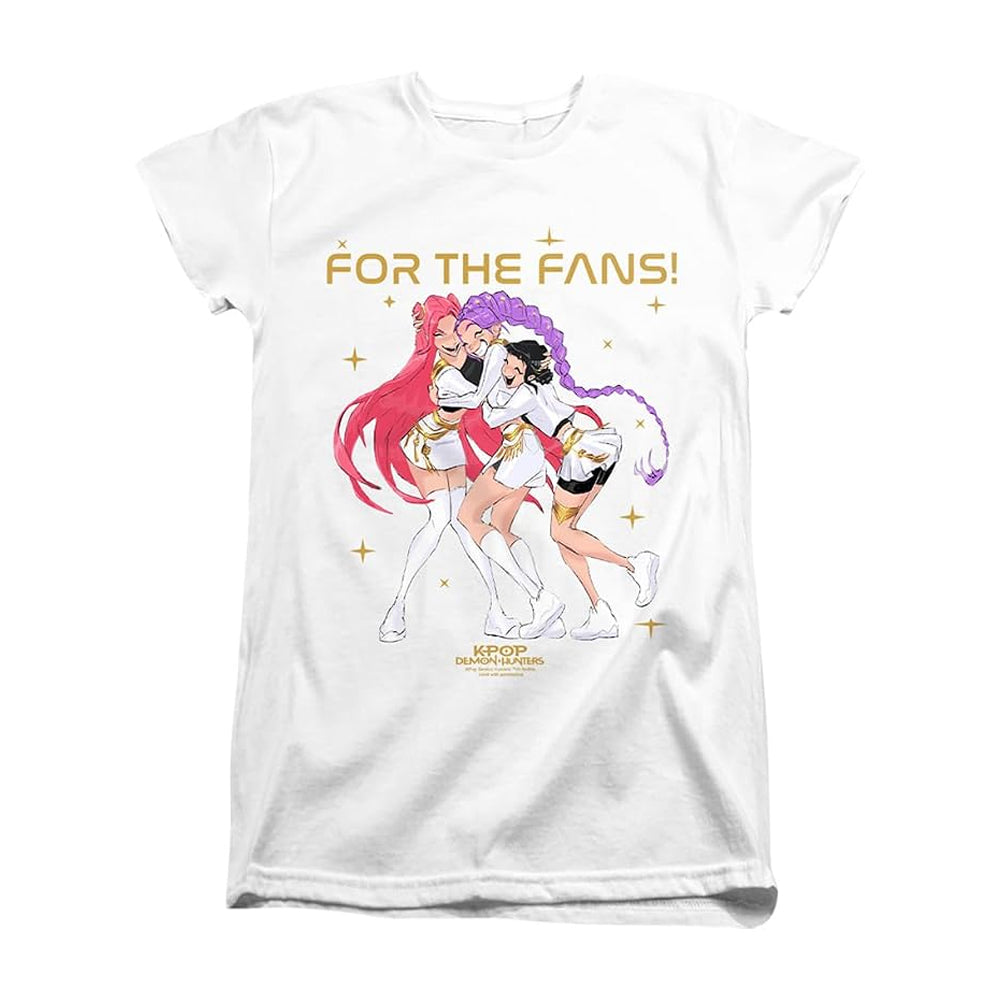White - Front - K-Pop Demon Hunters Womens-Ladies Golden Huntr-X Group Fitted T-Shirt