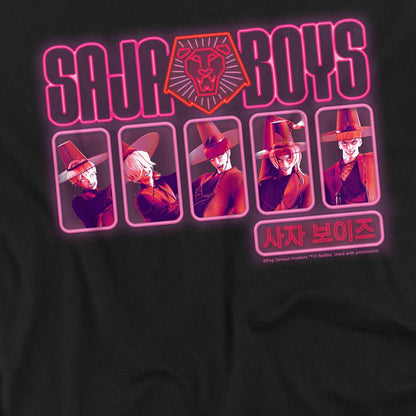 Black - Side - K-Pop Demon Hunters Womens-Ladies Saja Boys Glowing Lights Fitted T-Shirt
