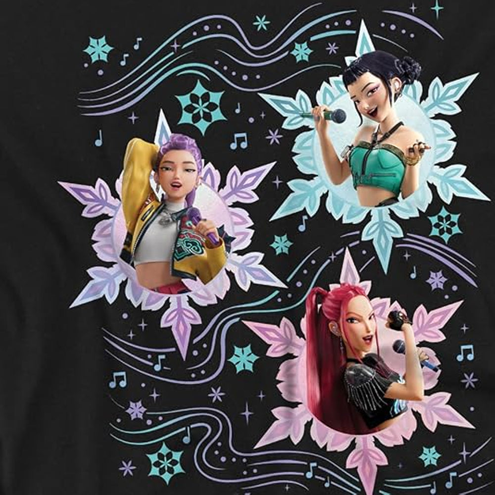 Black - Side - K-Pop Demon Hunters Womens-Ladies Huntrix Let It Glow Fitted Christmas T-Shirt