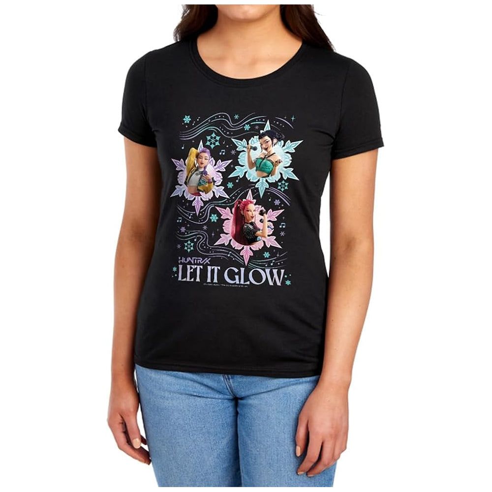Black - Pack Shot - K-Pop Demon Hunters Womens-Ladies Huntrix Let It Glow Fitted Christmas T-Shirt
