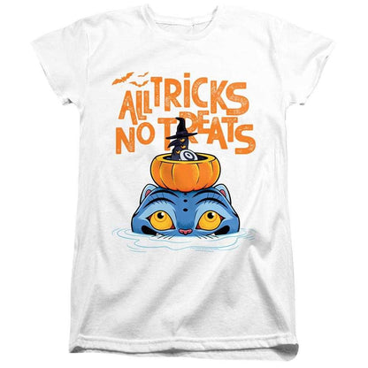 White - Front - K-Pop Demon Hunters Womens-Ladies All Tricks Derpy & Sussie Fitted Halloween T-Shirt