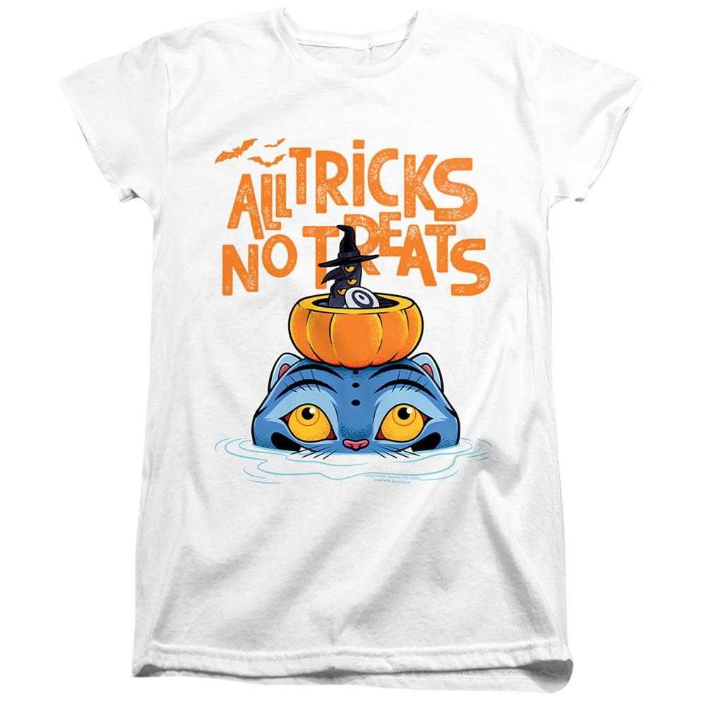 White - Front - K-Pop Demon Hunters Womens-Ladies All Tricks Derpy & Sussie Fitted Halloween T-Shirt