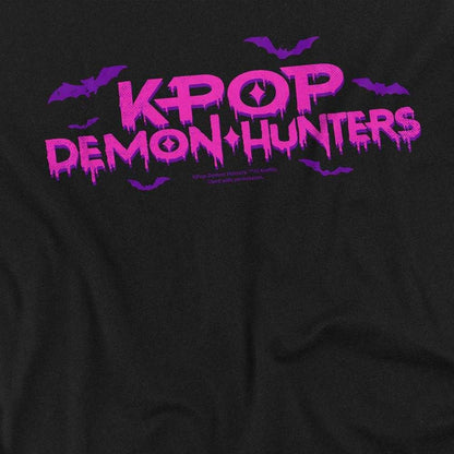 Black - Side - K-Pop Demon Hunters Womens-Ladies Drip Logo Fitted Halloween T-Shirt