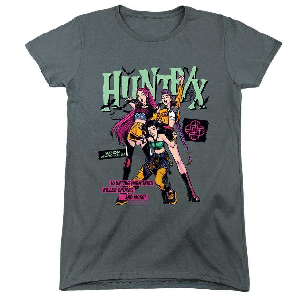 Charcoal - Front - K-Pop Demon Hunters Womens-Ladies Huntrix Punk Concert Fitted Halloween T-Shirt