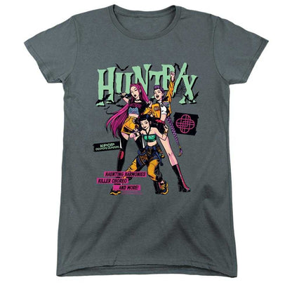 Charcoal - Front - K-Pop Demon Hunters Womens-Ladies Huntrix Punk Concert Fitted Halloween T-Shirt