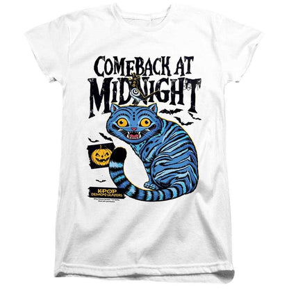 White - Front - K-Pop Demon Hunters Womens-Ladies Derpy & Sussie Midnight Fitted Halloween T-Shirt