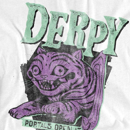 White - Side - K-Pop Demon Hunters Womens-Ladies Derpy Tiger Portal Fitted Halloween T-Shirt