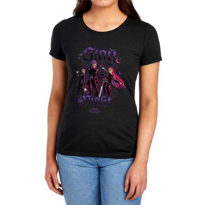 Black - Lifestyle - K-Pop Demon Hunters Womens-Ladies Huntrix Slay The Night Fitted T-Shirt
