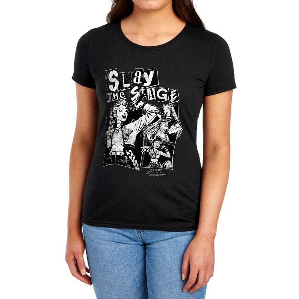 Black - Lifestyle - K-Pop Demon Hunters Womens-Ladies Huntrix Slay The Stage Fitted T-Shirt