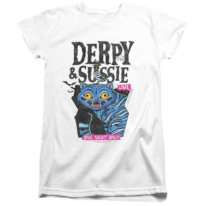 White - Front - K-Pop Demon Hunters Womens-Ladies Live Derpy & Sussie Fitted T-Shirt