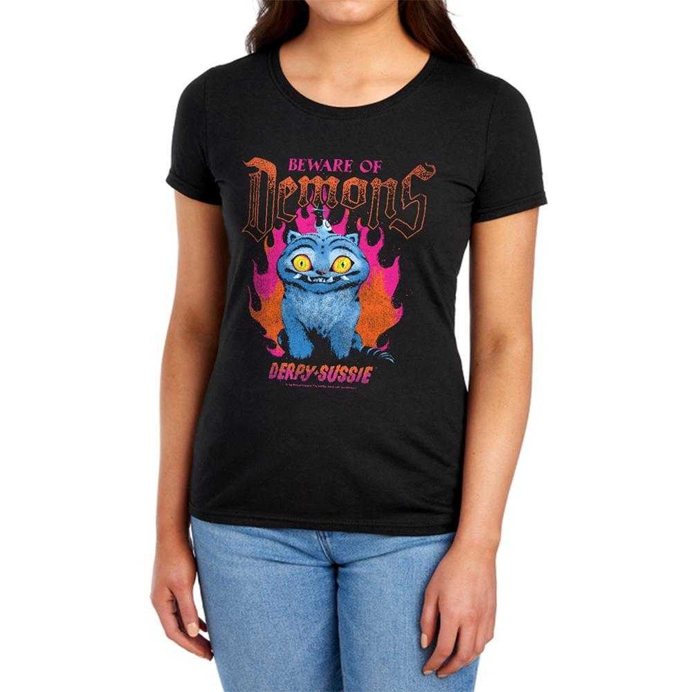 Black - Lifestyle - K-Pop Demon Hunters Womens-Ladies Band Derpy & Sussie Fitted T-Shirt