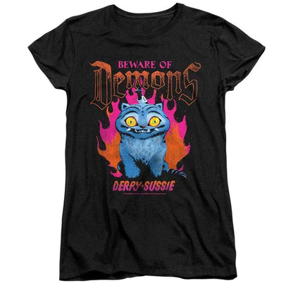 Black - Front - K-Pop Demon Hunters Womens-Ladies Band Derpy & Sussie Fitted T-Shirt