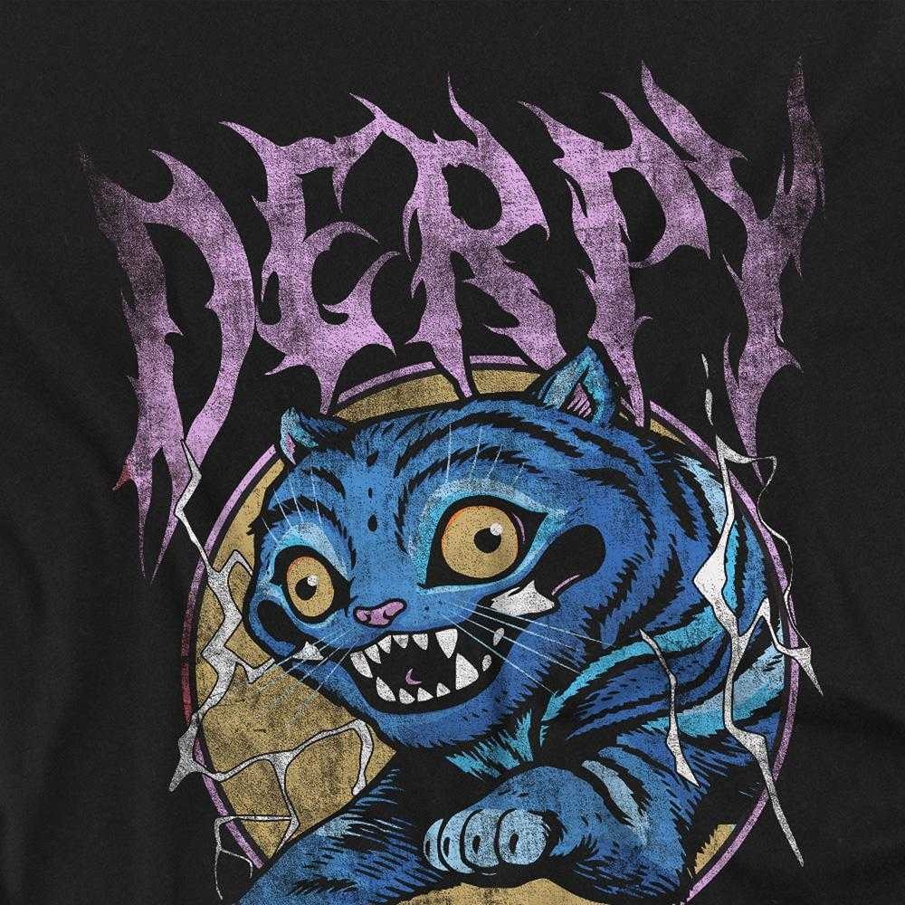 Black - Side - K-Pop Demon Hunters Womens-Ladies Rock Band Derpy Tiger Fitted T-Shirt