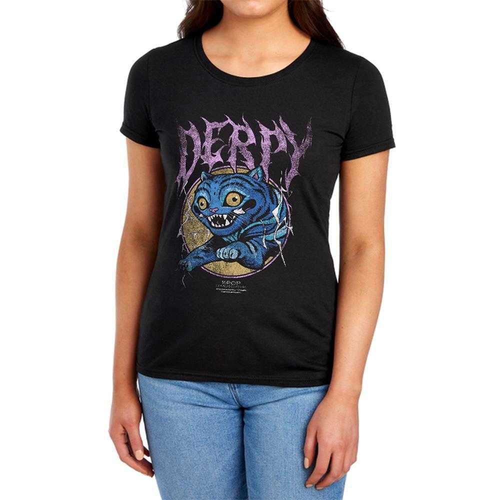 Black - Lifestyle - K-Pop Demon Hunters Womens-Ladies Rock Band Derpy Tiger Fitted T-Shirt