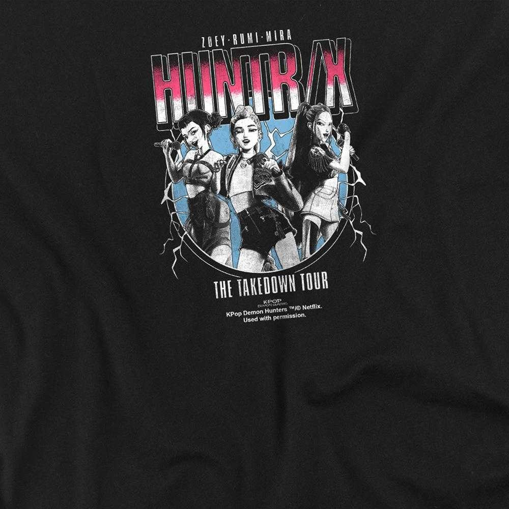 Black - Side - K-Pop Demon Hunters Womens-Ladies Huntrix Takedown Tour Band Fitted T-Shirt