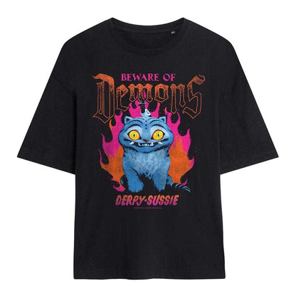 Black - Front - K-Pop Demon Hunters Womens-Ladies Band Derpy & Sussie Oversized T-Shirt