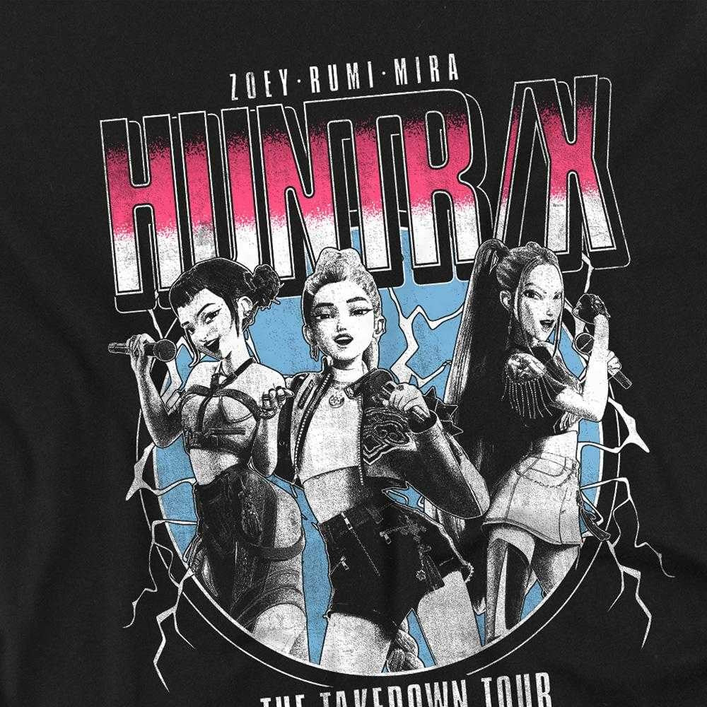Black - Side - K-Pop Demon Hunters Womens-Ladies Huntrix Takedown Tour Band Oversized T-Shirt