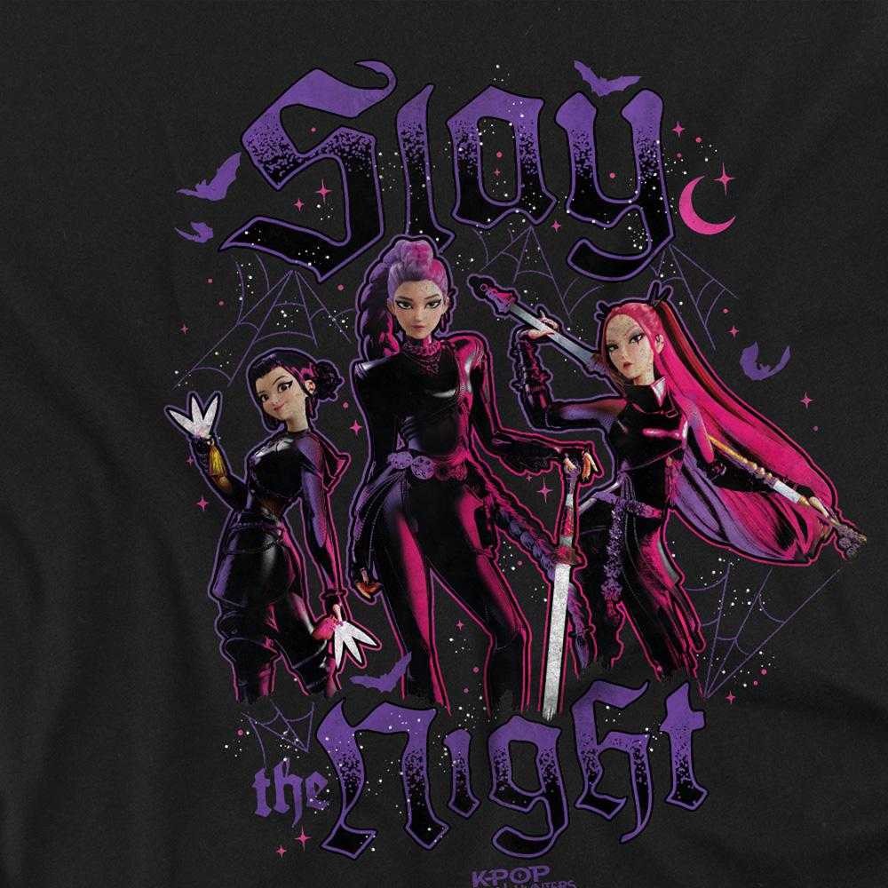 Black - Side - K-Pop Demon Hunters Womens-Ladies Huntrix Slay The Night Oversized T-Shirt