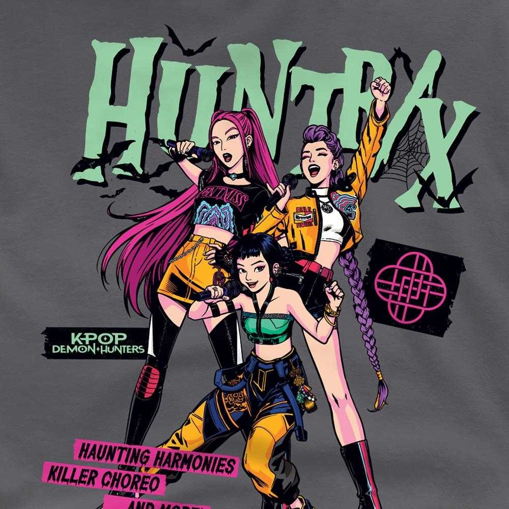 Charcoal - Side - K-Pop Demon Hunters Womens-Ladies Huntrix Punk Concert Oversized Halloween T-Shirt