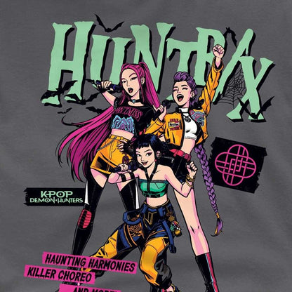 Charcoal - Side - K-Pop Demon Hunters Womens-Ladies Huntrix Punk Concert Oversized Halloween T-Shirt