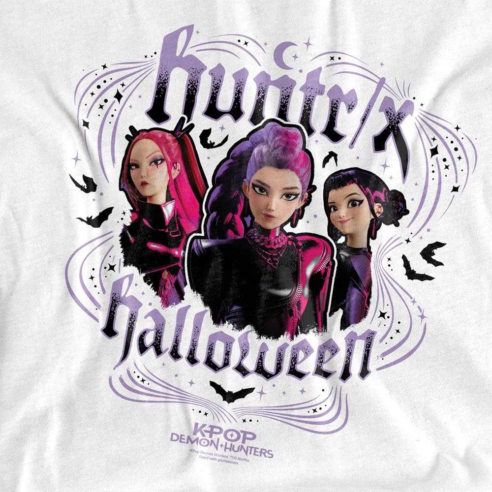 White - Side - K-Pop Demon Hunters Womens-Ladies Huntrix Oversized Halloween T-Shirt