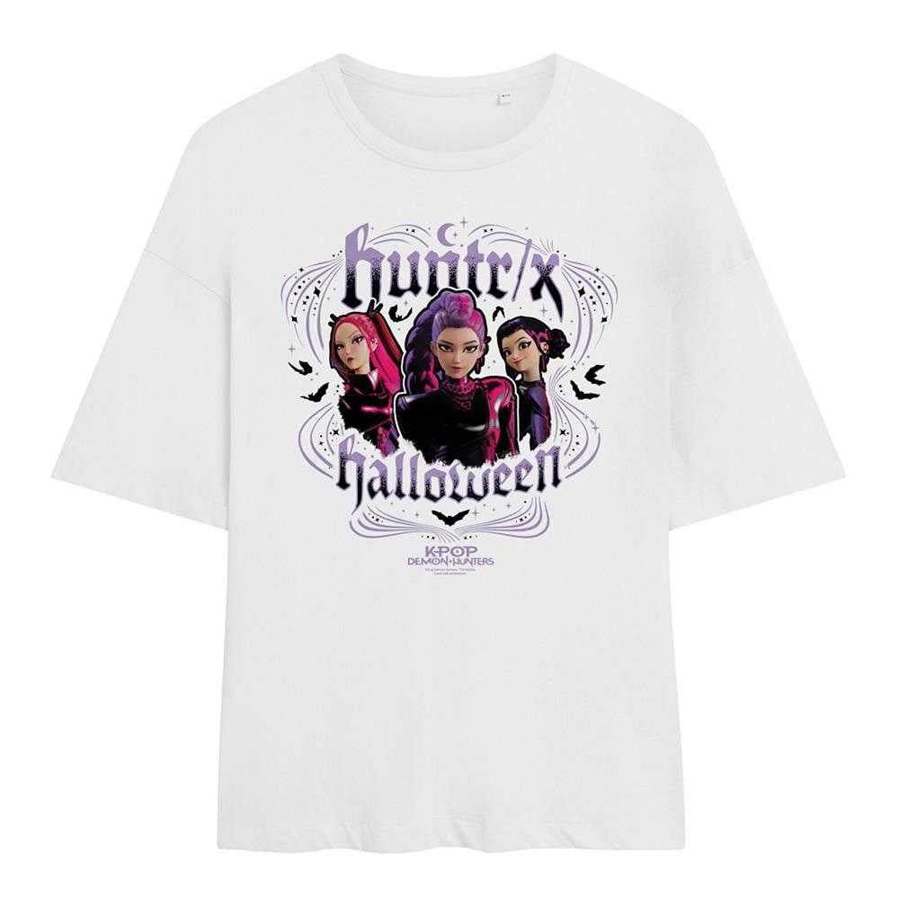 White - Front - K-Pop Demon Hunters Womens-Ladies Huntrix Oversized Halloween T-Shirt
