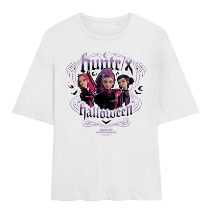 White - Front - K-Pop Demon Hunters Womens-Ladies Huntrix Oversized Halloween T-Shirt