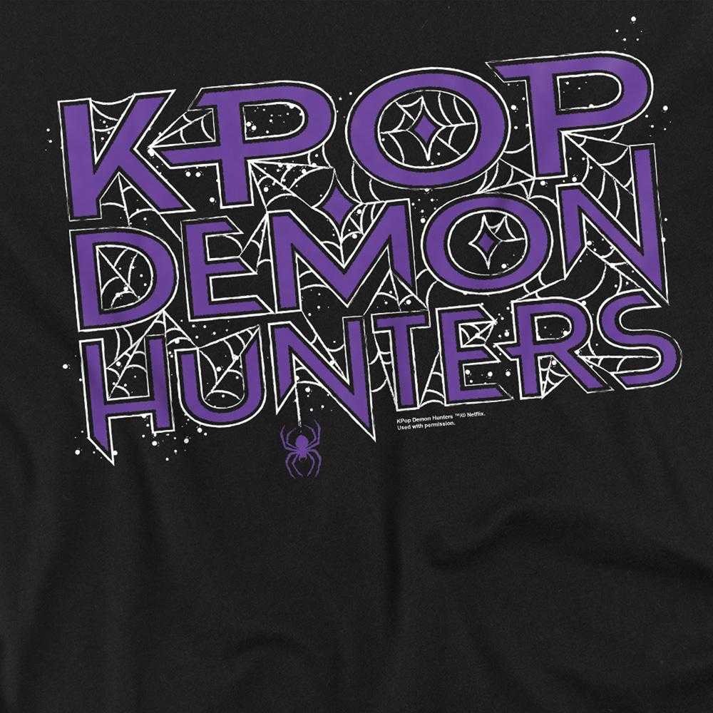 Black - Side - K-Pop Demon Hunters Womens-Ladies Web Logo Oversized T-Shirt